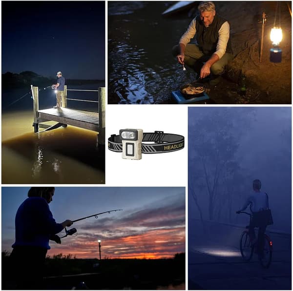 Hodelykt | Oppladbar LED-hodelykt for løping, induksjonshodelykt med magnetisk hattklemme, LED oppladbar