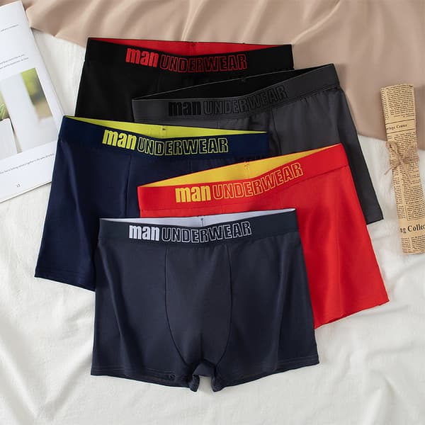5-pak bomuldsboxershorts til mænd, elastisk linning, åndbare og lette til daglig brug 5 PCS M 5 PCS M