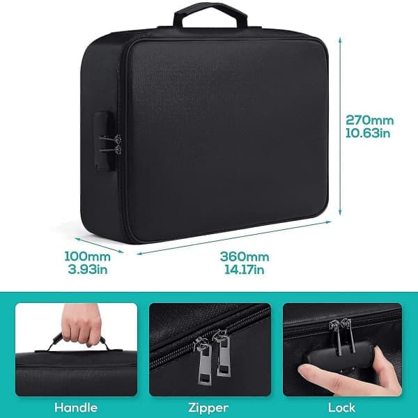 Fireproof Document Bag with Lock - Portable Security Box, Home, Office, Travel, Waterproof (f2)