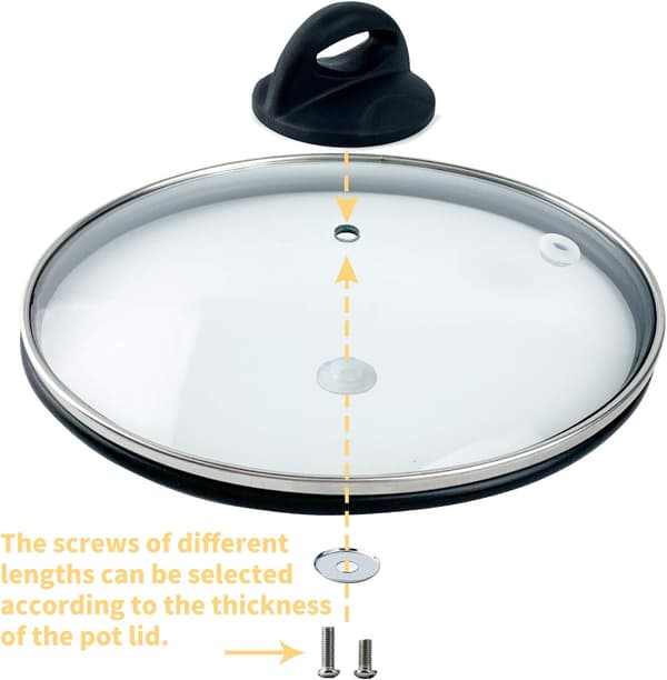 2-pack Sector Shape Pot Lid Knobs. Universal Replacement Handle for Cookware (Black, 6.4 cm)