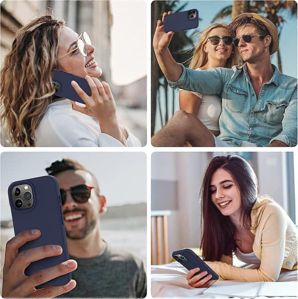 Designed for iPhone 14 Pro Case, Silicone Shockproof Slim Thin Phone Cover for iPhone 14 Pro 6.1 inch (Midnight Blue)