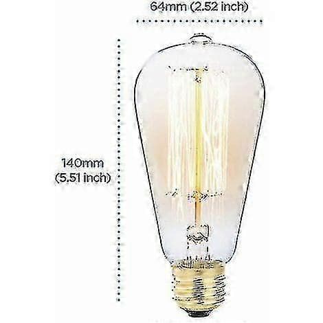 6x E27 60W Edison Glødepære 220V ST64 Retro 64mm x 140mm