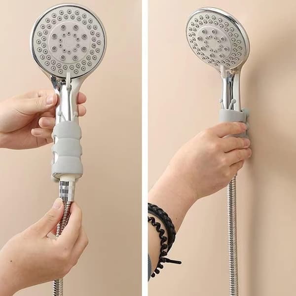 Silicone Suction Cup Shower Bracket, Punch-Free Shower Head Wall Mount, Height Adjustable Holder, No Drilling Needed