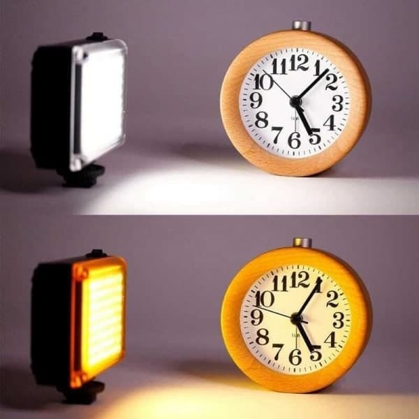 Bærbar LED-kameralampe med 2x farvefiltre Sort