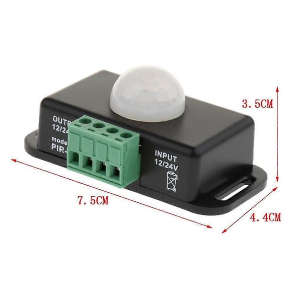 2-pack DC 12V/24V Automatisk Infraröd PIR Rörelsesensorsbrytare för LED-ljus