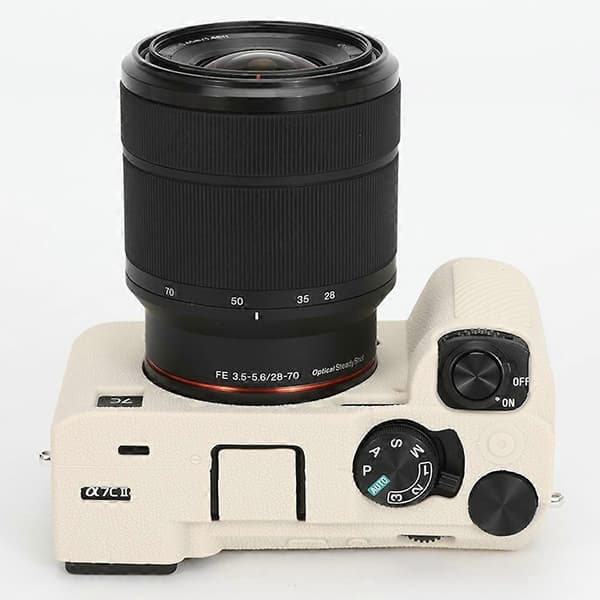 i0s Textured Case for Sony A7C II A7CR, Scratch-Resistant Silicone Protective O6p Camera Cover - Beige