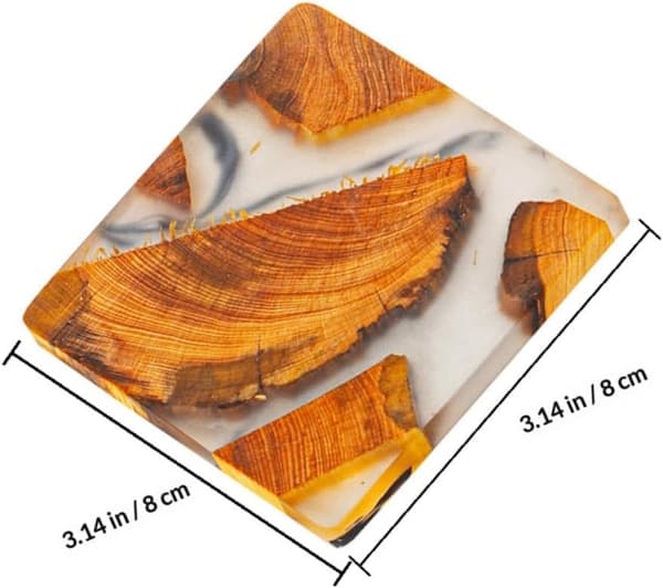 Artistic Resin and Wood Coasters, Round Heat-Insulating Cup Coasters with Vivid Patterns