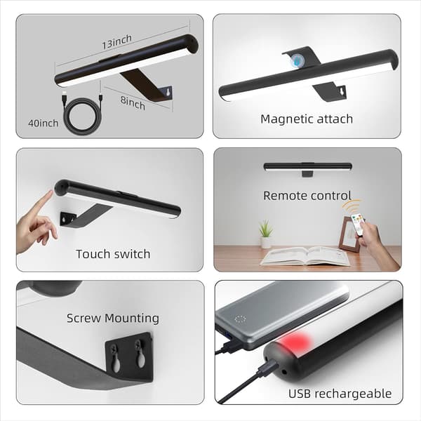 Remote Control Wall Lamp, Picture LED Wireless Lamp, Rechargeable Battery, for Artwork, 300 Lumen Brightness, Adjustable