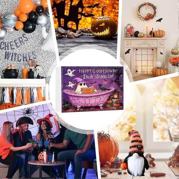 Halloweenpynt Nedtællingskalender Tæl ned til Halloween 24-vedhæng Kalender 2D Akrylpynt Souvenir C[DB] C C