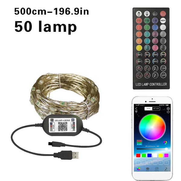 App+fjernkontroll Juledekorasjon Lyslenke Musikk RGB Lykt