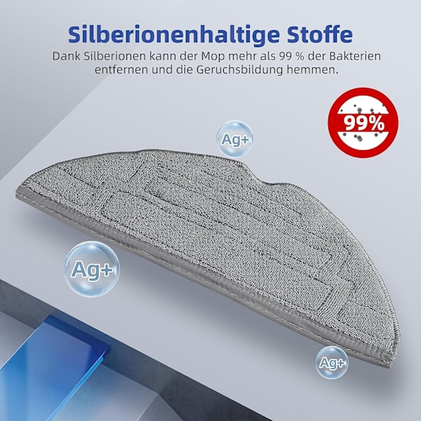 8-pak dobbeltvibration med Conner moppepude til Roborock S8/S8+/S8 Plus Grå Grey 154