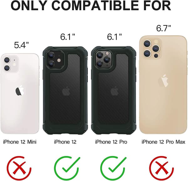 Compatible with iPhone 12 Case, 4 Corners Shockproof and Anti-Fingerprint Matte Slim Case for iPhone 12 Pro 6.1 inch (2020)-Dark Green[DB]