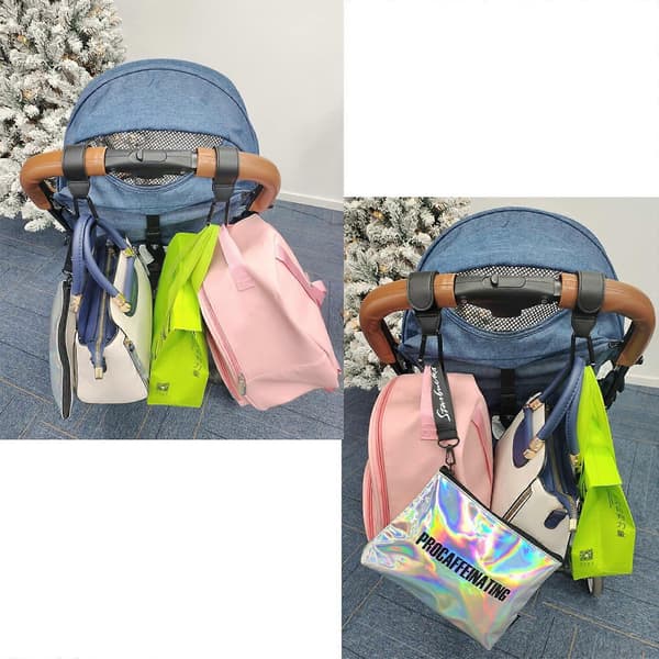 Stroller Hooks Universal Diaper Bag Hooks for Hanging Bags and Shopping (Black)
