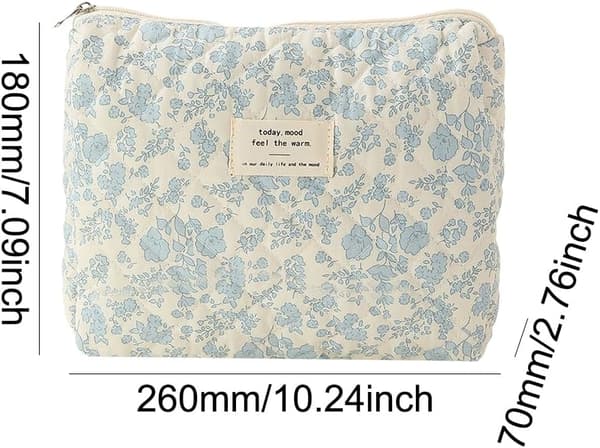 Makeuptaske Stor kapacitet Toilettaske Blomstret Makeuptaske Bomuld Makeuptaske Rejse Makeuptaske B B
