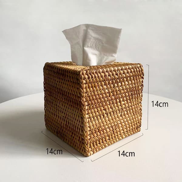 Square Rattan Tissue Box, Rattan Tissue Dispensers for Home Hotel