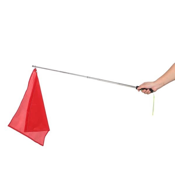 Horse Training Signal Flag with 1.2m Telescopic Green Handle, Red Referee Flag