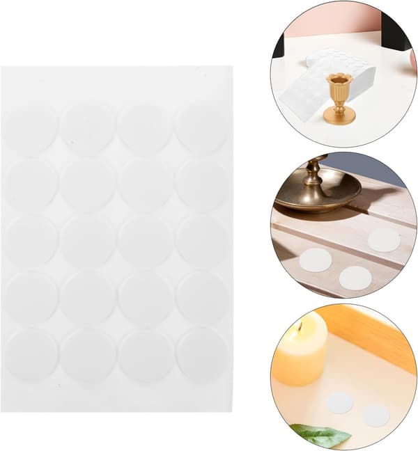 40 Sheets White Double-Sided Self-Adhesive Candle Wick Stickers 0.8\" Round Dots