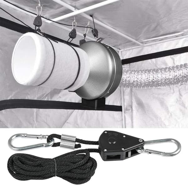 Four-piece Ratchet Rope Hanger Kit with Hook Ratchet, Adjustable, Tent Guy Line, 68 kg.