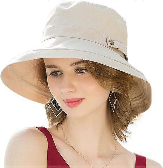 Dame Solhat UV-beskyttelse Hat Bomuld Bred Skygge Sommer Rejsehat Khaki Khaki Khaki