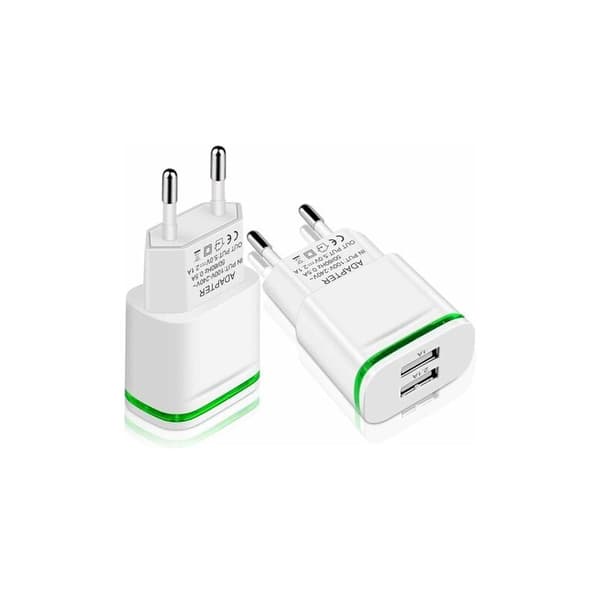 USB Vægoplader, 2-pak 2.1A 5V 2 porte Universal Strømadapter LED Erstatning til iPhone 11 XR X XS Max 8 7 6 6S Plus 5S, Samsung Galaxy/Note, Pad,