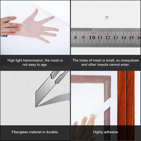 Window mosquito net with Velcro fastening, insect screen for windows with self-adhesive Velcro tape, cuttable mosquito net