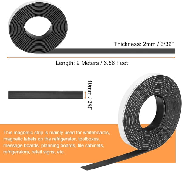 Magnetisk stripe selvklebende 2 meter x 10 mm B 2 mm T size_name 1/4 Inch x 35 Inch