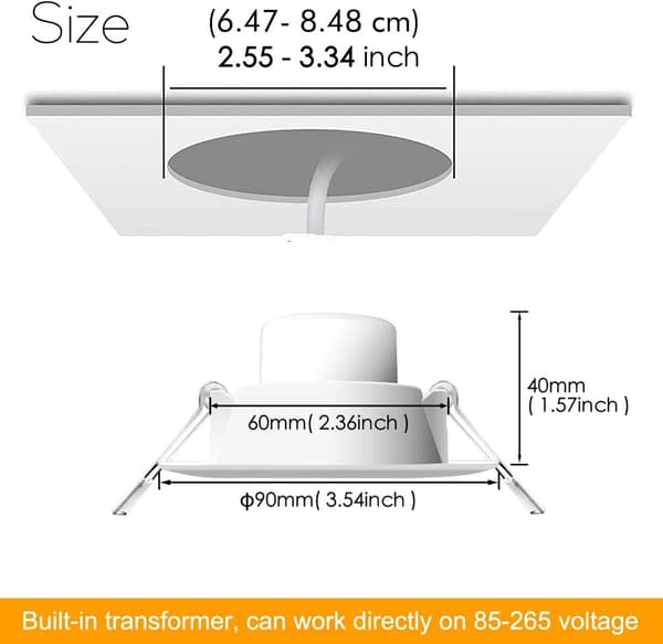 LED Recessed Ceiling Lights, 10W Color Changing RGB, Spotlights Round Panel Downlights Warm White 2700K, 12 Colors 2 Modes Timer with Remote Control