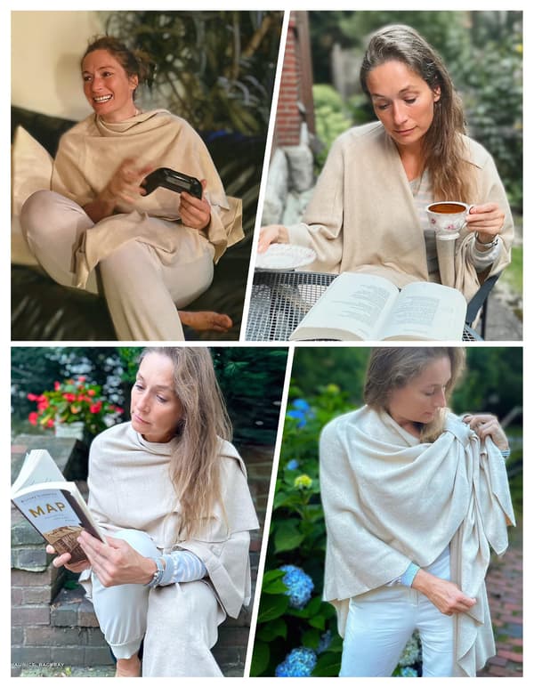 Stor damekappe med krydset front, sweater, wrap, strikket elegant tørklæde, kappe, efterårs- og vinterstil