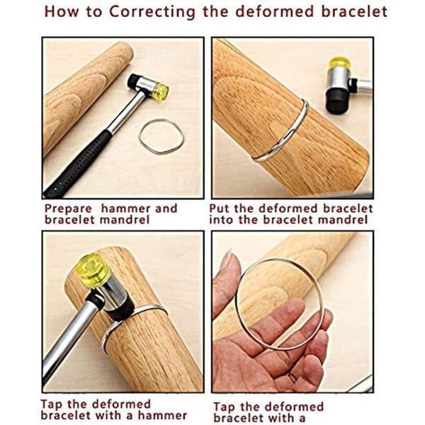 Oval bracelet mandrel, wooden jewelry making tool, round bracelet sizer