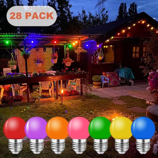 28 kpl E27 3W LED-värivaloja, E27-värivalot ulkokäyttöön, G45 LED-värivalot valonauhoihin, joulukoristeisiin