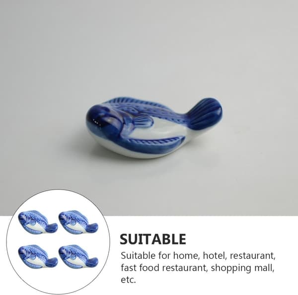 4 st fiskformade ätpinnar i keramik, slät yta, blått kökstillbehör