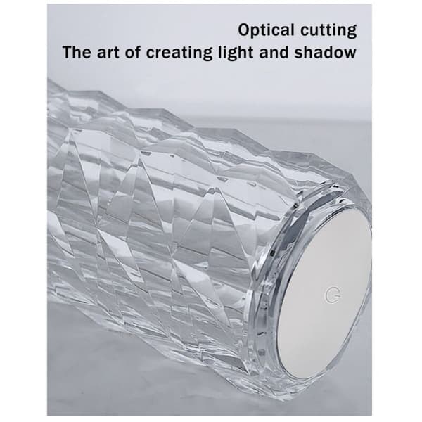 3 Colors LED Crystal Table Lamp Light Projection Lamp LED Atmosphere Bedroom Bedside Lamp USB Rechargeable Night Light