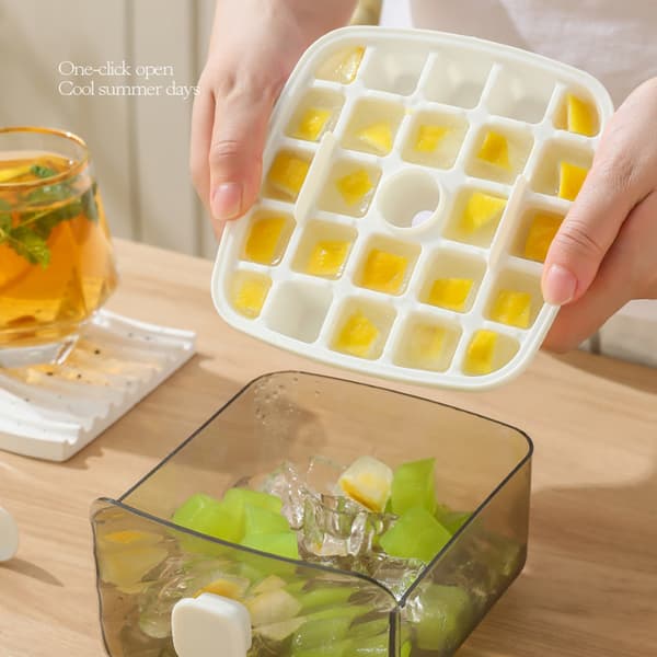 Ice Cube Machine 48 Ice Cube Molds with Tongs Large Capacity Ice Bucket for Home Kitchen