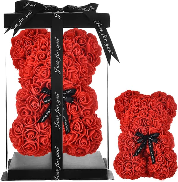 Rosebamse til Mors Dag og Valentinsdag, med æske (rød)