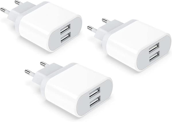 USB-stik, 3-pak 2.1A/5V oplader til iPhone 11 Pro Max XS XR X