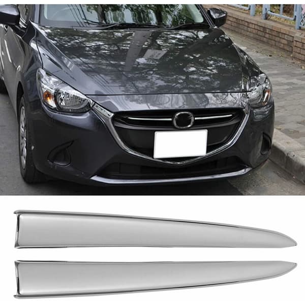 Frontgrill-skyddslist för bil, 2 st, Demio 2015-2017 DJ DL Mazda2 Sedan Hatchback, silver