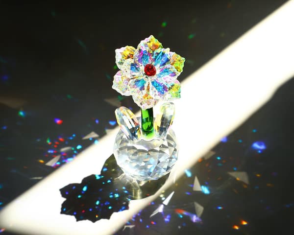 Krystall Solsikkefigurdekorasjon, Glass Drømmeblomst Samleobjekt, Borddekorasjoner