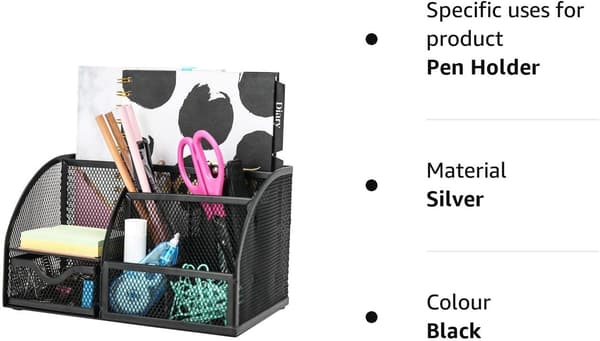 Desktop Organizer/Mesh Desk Storage/Pen Holder/Multifunctional Organizer - Black