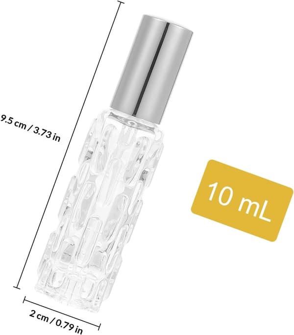 Påfyllningsbara parfymsprayflaskor i glas 8 st 10 ml bärbar tom finfördelare med silverspruta för resor och personlig vård