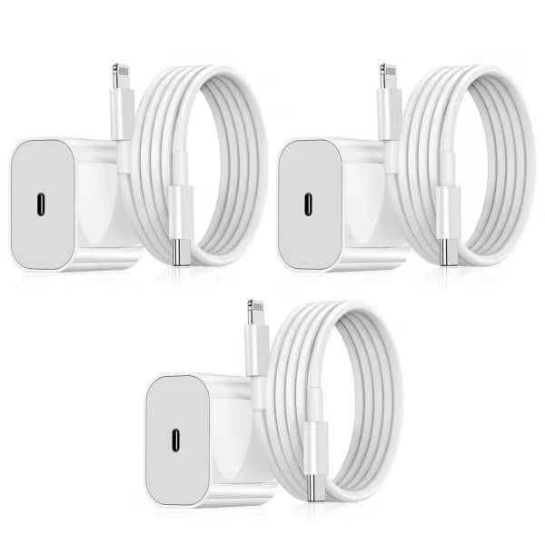3-pakning iPhone-lader – hurtigladeradapter + USB-C 20W hvit (NT) 3-pakning iPhone-lader