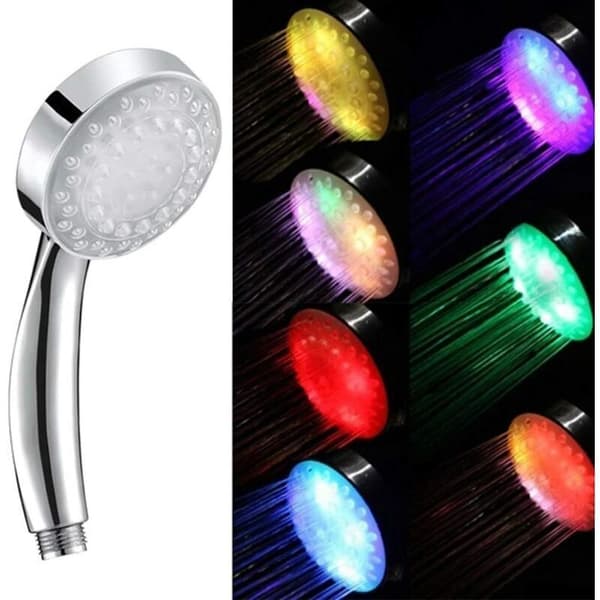 LED-brusehoved med farveskift, 7 farver håndbruser LED-brusehoved badeværelsesbrusehoved, LED-brusehoved højtryksvandbesparende spray KLB