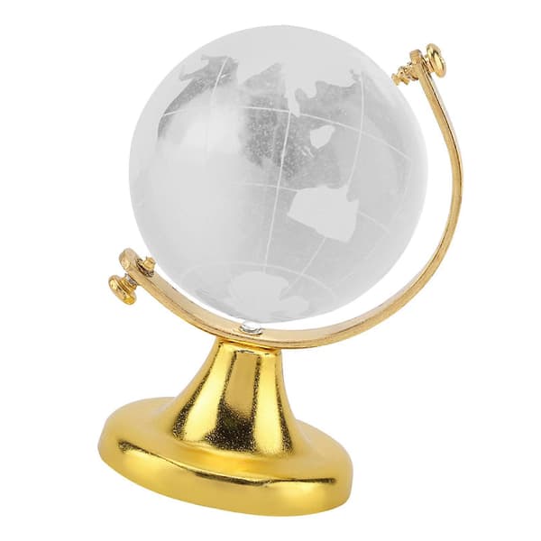 Round Globe World Map Crystal Glass Ball Home Office Decor Gift (Golden)