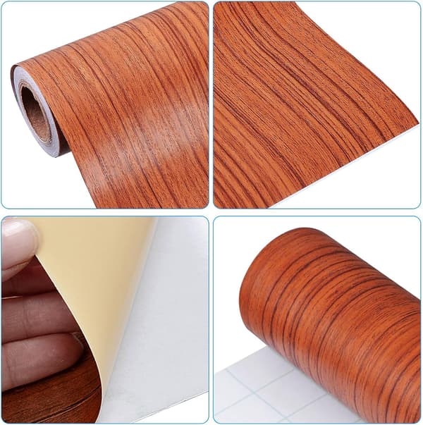 PVC Vinyl Wood Grain Wall Decal Self-Adhesive Peel and Stick Wallpaper Large Walnut Pattern