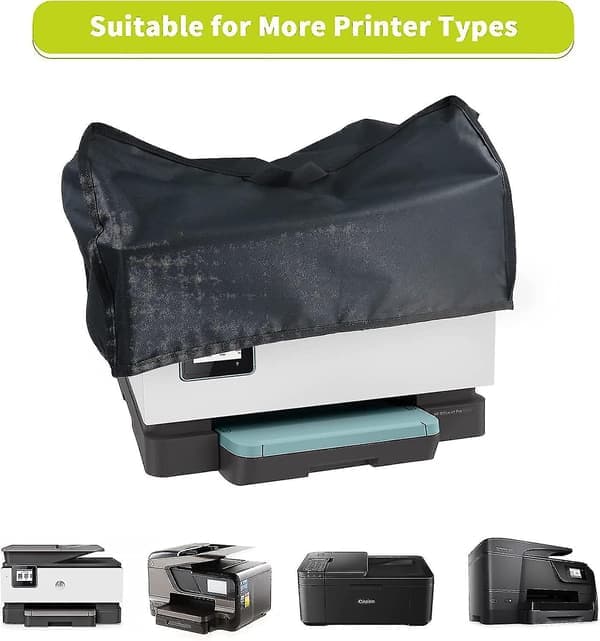 Dust Cover for HP/Epson/Canon/Brother Wireless Printers, 20x16x12 inch Universal Printer Cover, 600D Waterproof Black Printer Protector