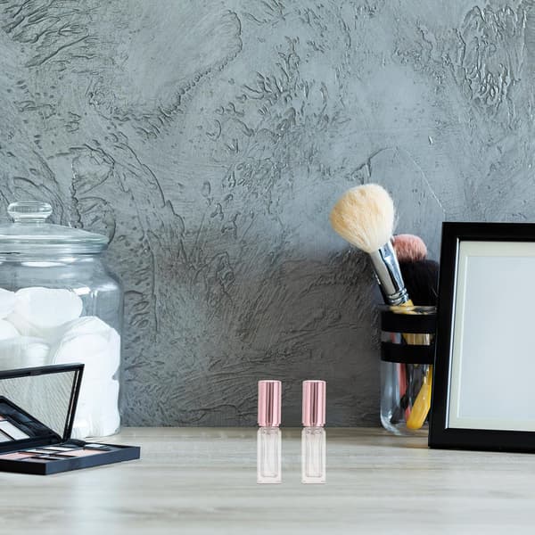5 stk 5 ml bærbare rosa glassparfymeflasker påfyllbare fine tåkeforstøvere for reise og væskelagring