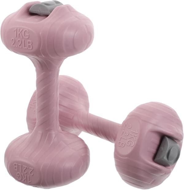 2 kg Pink Water Dumbbells (1 kg Each) - Refillable Soft Non-Slip Portable Hand Weights