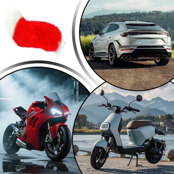 Car Tail Rechargeable Adhesive Plush Exterior Ornament Red Red