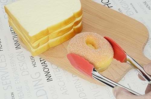 Mini Tang med Silikonespidser 7-tommer Serveringstang, Sæt med 3 (Grøn Rød Blå)