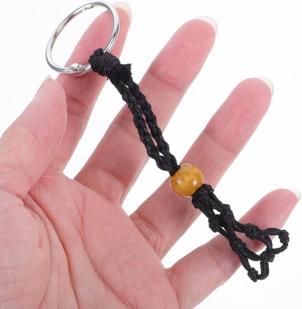 Adjustable Black Hand-Woven Mesh Bag Keychain 2 Pcs, Portable Crystal Cage Key Holder