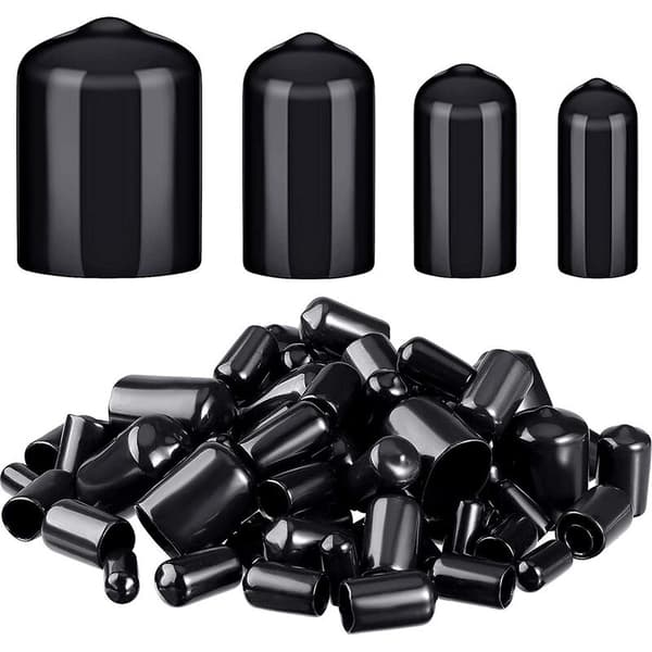 80 Pieces Rubber Caps Flexible Bolt Covers Screw Caps Thread Protectors in 4 Sizes 1/4 to 3/4 Inch (Black)